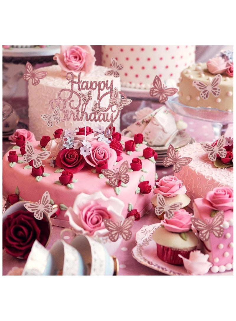 13Pcs Butterfly Themed Cake Toppers, 3D Butterfly Cakes, Double Color Butterfly Cake Toppers - Suitable for Girls Ladies Happy Birthday Cake Decorations Party Decorations - Image 4