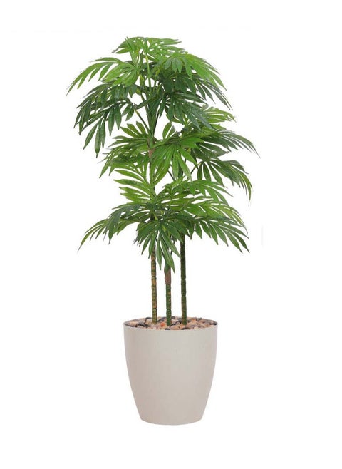 Artificial Palm Tree with 3 Branches – 110 cm Tall with a Tropical Touch in an Elegant Plastic Pot