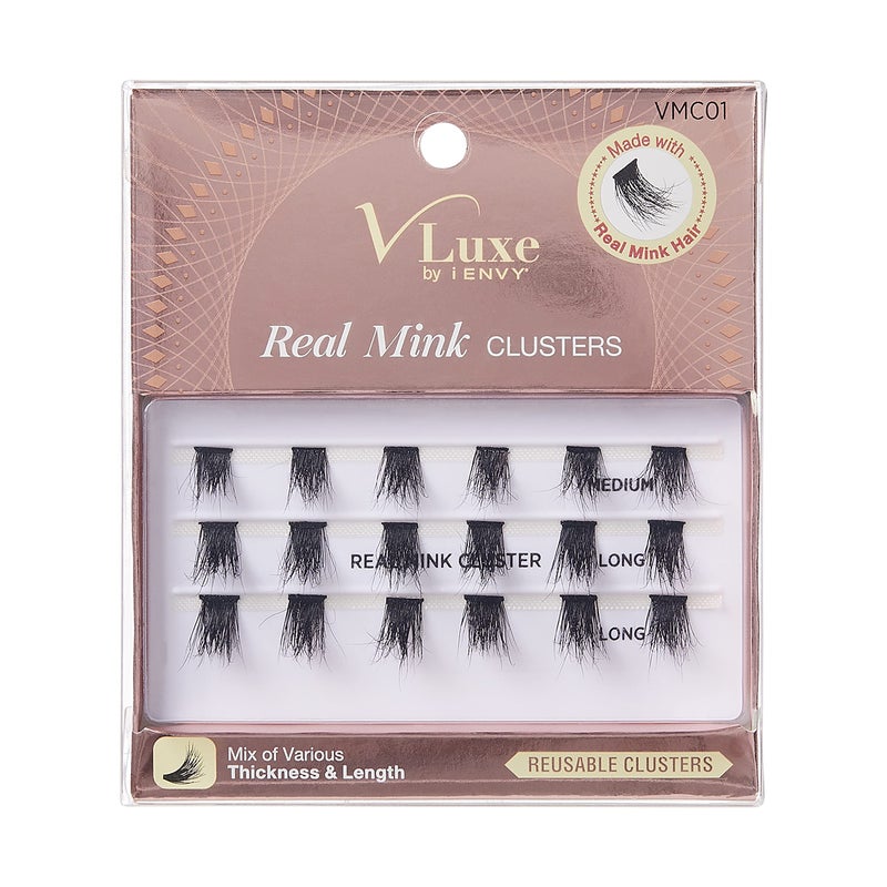 iENVY Real Mink Cluster Lashes Full and Fluffy Extension Look Reusable DIY Salon Result