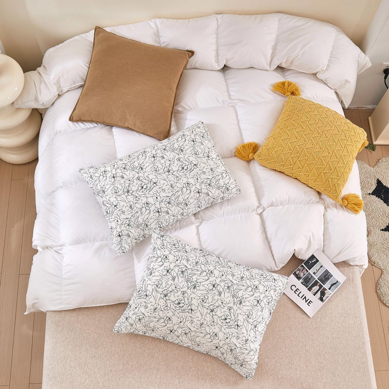 ECOCOTT 2 Pack Pillowcase King Size with White & Black Floral Pillow Cases Set  100% Cotton King Pillow Covers Envelope Closure (King  20""x36"") - Image 4