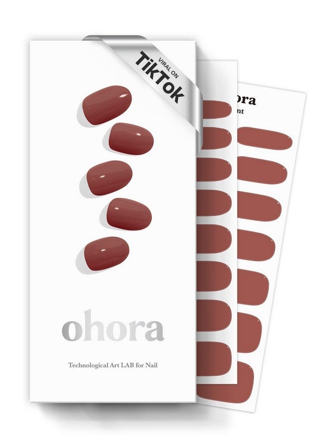 ohora Semi Cured Gel Nail Strips (N Brick) - Brown, Solid, Works with Any UV/LED Lamps, Salon-Quality, Long Lasting, Easy to Apply & Remove - Includes 2 Prep Pads, Nail File & Wooden Stick - Image 1