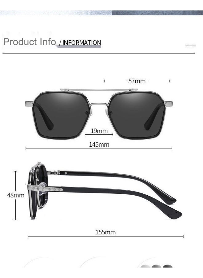 Generic - Classic Photosensitive Photochromic Sunglasses Men and Women  Outdoor Sunglasses Polarized Fashionable UV400 Protection Sun Glasses for Men Driving, Fishing, Golfing, Traveling, Gradient Grey Lens - Image 1