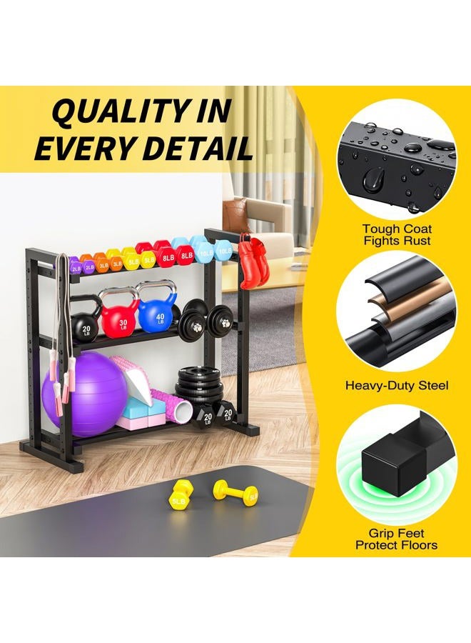 LarFaFa 3-Tier Adjustable Dumbbell Rack, Weight Rack for Home Gym Storage, Heavy Duty Weight Stand for Dumbbells, Kettlebells & Free Weights, Space-Saving Dumbbell Rack Stand Only(Up to 400LB Capacity - Image 5