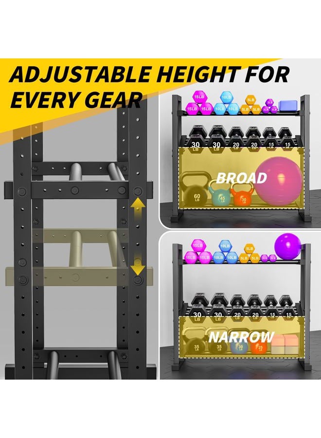 LarFaFa 3-Tier Adjustable Dumbbell Rack, Weight Rack for Home Gym Storage, Heavy Duty Weight Stand for Dumbbells, Kettlebells & Free Weights, Space-Saving Dumbbell Rack Stand Only(Up to 400LB Capacity - Image 3