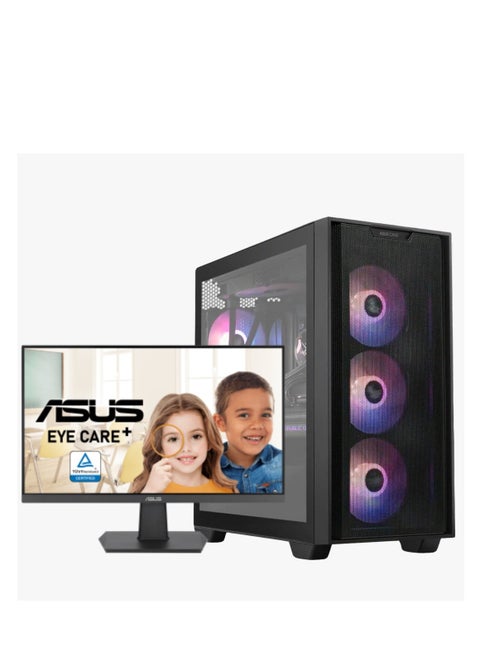 Office Desktop PC - ASUS VA24EHF 24-Inch Eyecare Monitor + Intel Core i5-12400F 12th Generation Desktop Processor, DDR5 16GB Ram, GT 730 2GB Graphics Card, 1TB NVMe M.2 SSD, Windows 11 Pro | Wi-Fi