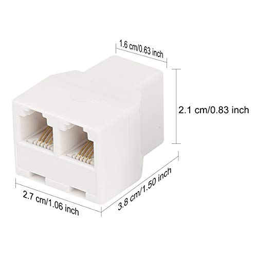 Uvital RJ11 6P4C 1 Female to 2 Female Telephone Line Splitters, Telephone Landline Cable Connector and Separator(White,4 Pack) - Image 2