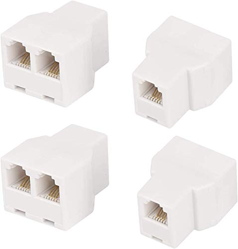 Uvital RJ11 6P4C 1 Female to 2 Female Telephone Line Splitters, Telephone Landline Cable Connector and Separator(White,4 Pack) - Image 1