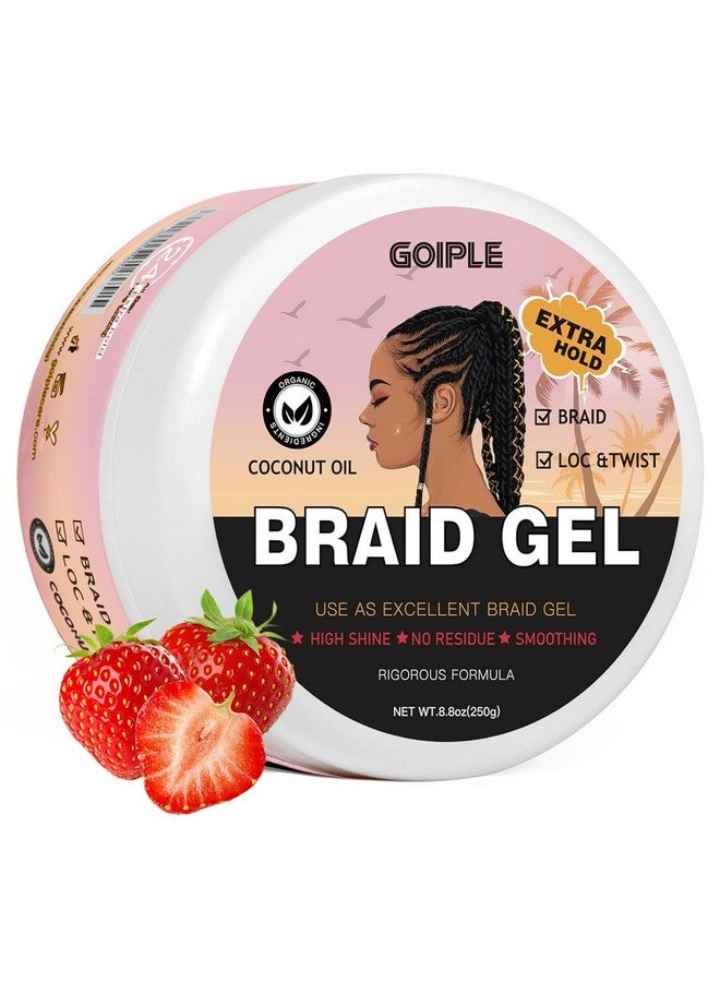 جويبل جل الضفائر جيد للتجعيدات والضفائر والحواف بدون تقشر، جل الضفائر ذو اللمعان العالي والتحكم في الحواف، جل الضفائر طويل الأمد للخصلات والضفائر، ينعم ويهذب التجعد 8.8 أونصة (زهر الفراولة) - Image 1