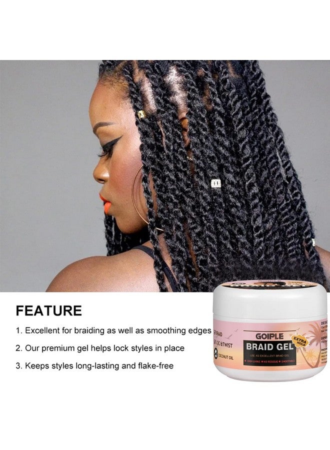 جويبل جل الضفائر جيد للتجعيدات والضفائر والحواف بدون تقشر، جل الضفائر ذو اللمعان العالي والتحكم في الحواف، جل الضفائر طويل الأمد للخصلات والضفائر، ينعم ويهذب التجعد 8.8 أونصة (زهر الفراولة) - Image 2