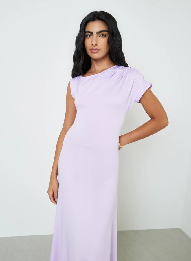 ستايلي Purple Asymmetric Neck A-Line Maxi Dress