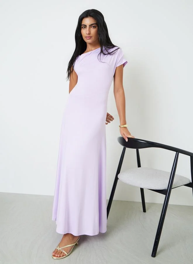 ستايلي Purple Asymmetric Neck A-Line Maxi Dress