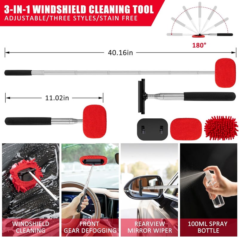 GPUSFAK 47Pcs Car Wash Cleaning Kit with High Power Handheld Vacuum Windshield Cleaning Tool with Side Mirror Squeegee Bucket Detailing Brushes Tire Brush Towels Complete Detailing Set for Car - Image 3