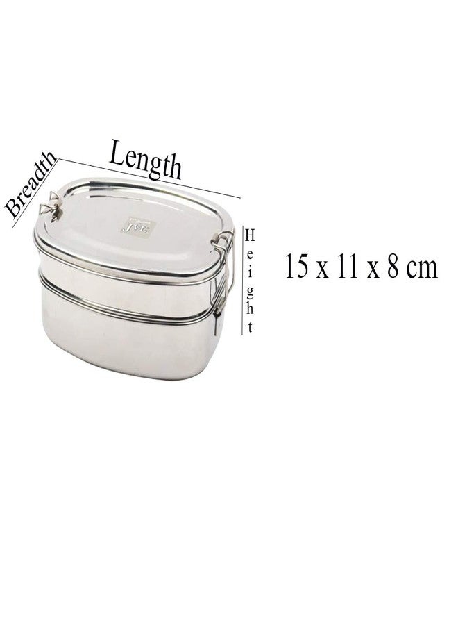 JVL Stainless Steel 2 Tier Lunch Box (Deluxe, Small) - Image 2