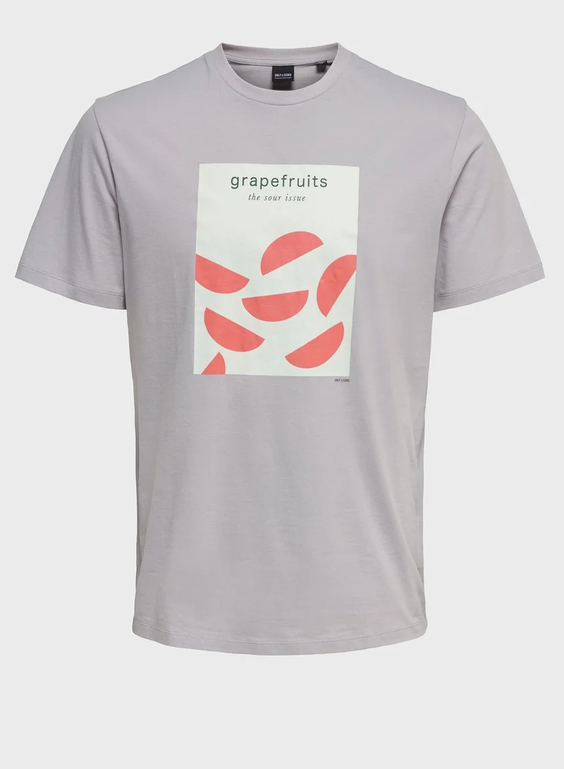 Only & Sons Grapefruits Crew Neck T-Shirt