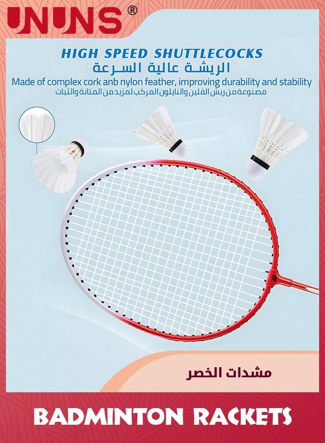 UNUNS Badminton Racket Set Of 2,Upgrade Carbon Lightweight Aldult Racket,Racquets And Goose Shuttlecocks Kits,For Professional Athletes,Beginner Training,Entertainment Competition  - Image 3