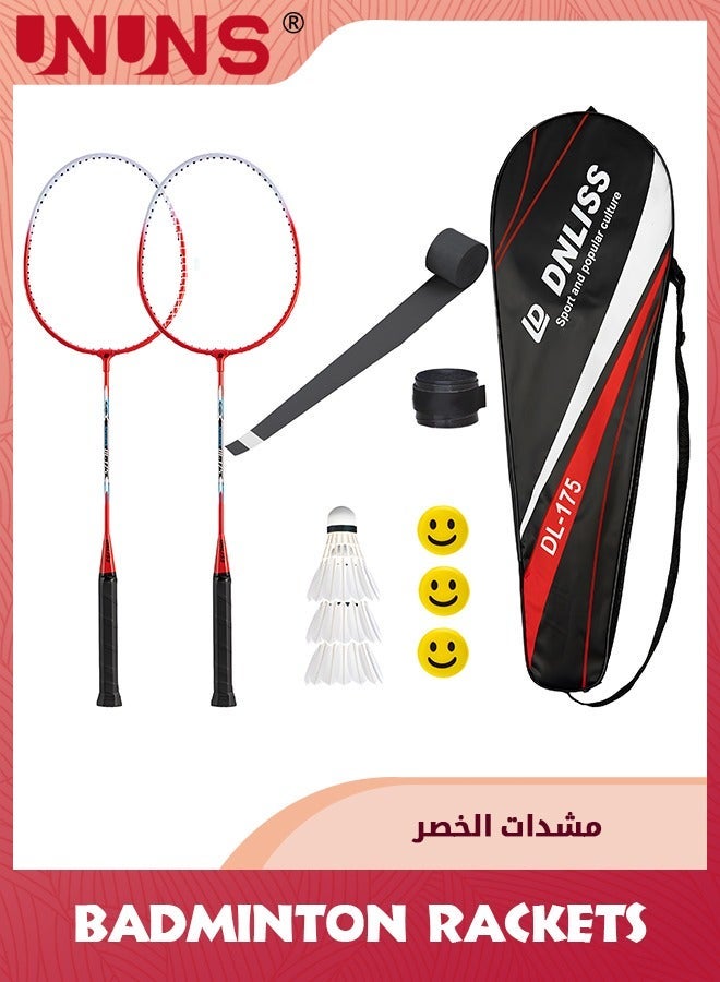 UNUNS Badminton Racket Set Of 2,Upgrade Carbon Lightweight Aldult Racket,Racquets And Goose Shuttlecocks Kits,For Professional Athletes,Beginner Training,Entertainment Competition  - Image 1