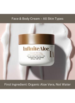 InfiniteAloe InfiniteAloe Complete Skin Care, Aloe Vera Powered Face and Body Cream for Dry Skin Relief, Fragrance Free - 2 Large Jar 8 oz & 2 Travel Jar 0.5 oz  - Image 4