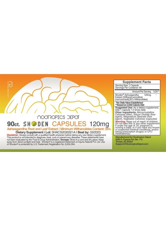 Nootropics Depot كبسولات مستخلص أشواغاندا من شودن | 120 مجم | 90 كبسولة | 35% من الوييثانوليدات - Image 4