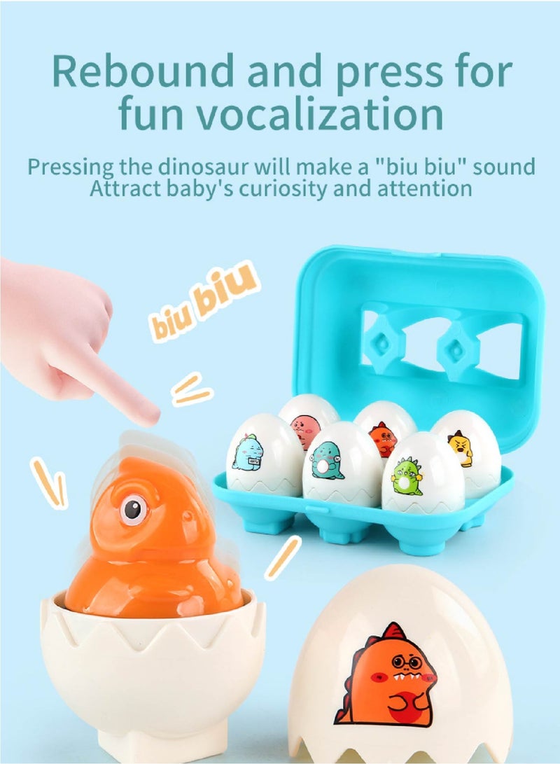 6-Piece Dinosaur Twist Eggs Set with Shape Matching & Press-to-Sound Function – Educational Toy for Toddlers’ Cognitive Development - Image 2