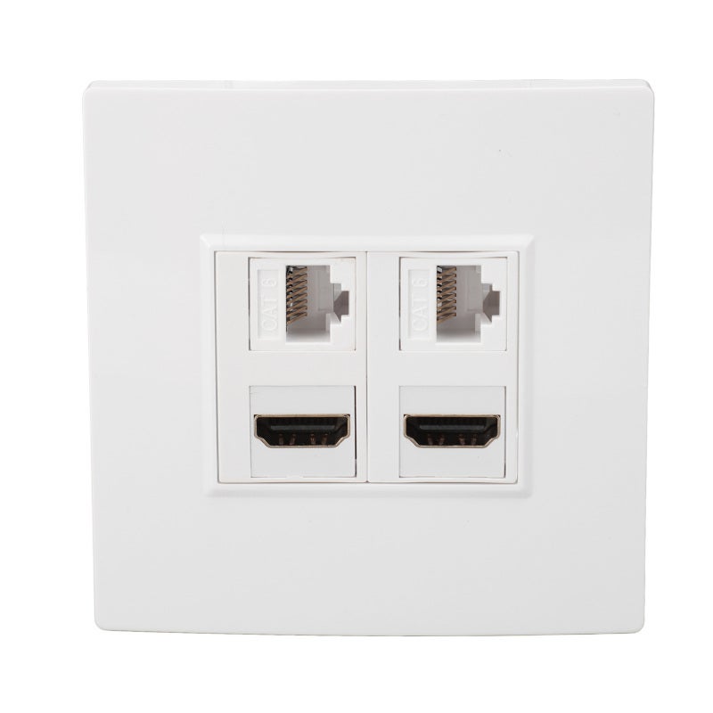 اتش دي ام اي لوحة جداريّة متعددة الوسائط عالية الدقة Cat6 بـ 4 منافذ - مقبس RJ45 أنثى إلى أنثى للمسرح المنزلي وجهاز العرض - Image 3