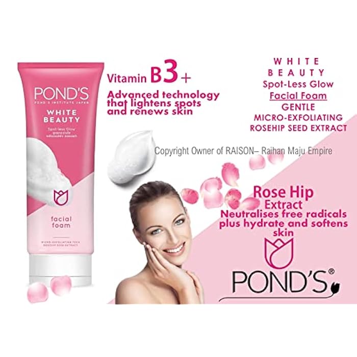 Pond'S, Pond White Beauty Facial Foam Face Wash Lightening Acne Cleanser Treatment 50 g - Image 3