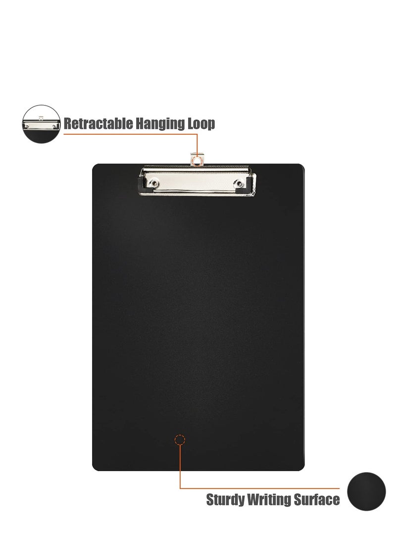KASTWAVE - Writing Pad Clipboard, A4 Plastic File Data Clip Ticket Multifunction Clipboard Thin Clip Black Stationery Clipboard for Office School Restaurant Menu, Etc. (6 Pieces) - Image 1