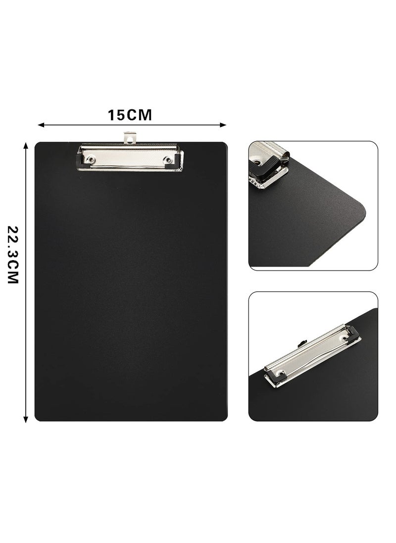 KASTWAVE - Writing Pad Clipboard, A4 Plastic File Data Clip Ticket Multifunction Clipboard Thin Clip Black Stationery Clipboard for Office School Restaurant Menu, Etc. (6 Pieces) - Image 1