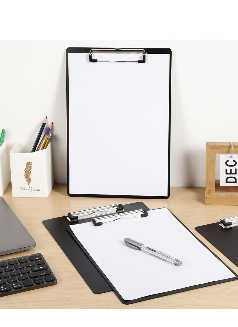 KASTWAVE - Writing Pad Clipboard, A4 Plastic File Data Clip Ticket Multifunction Clipboard Thin Clip Black Stationery Clipboard for Office School Restaurant Menu, Etc. (6 Pieces) - Image 1