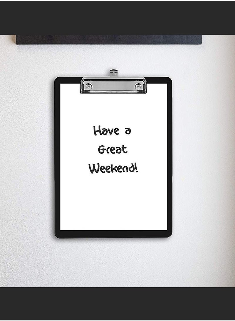 KASTWAVE - Writing Pad Clipboard, A4 Plastic File Data Clip Ticket Multifunction Clipboard Thin Clip Black Stationery Clipboard for Office School Restaurant Menu, Etc. (6 Pieces) - Image 1