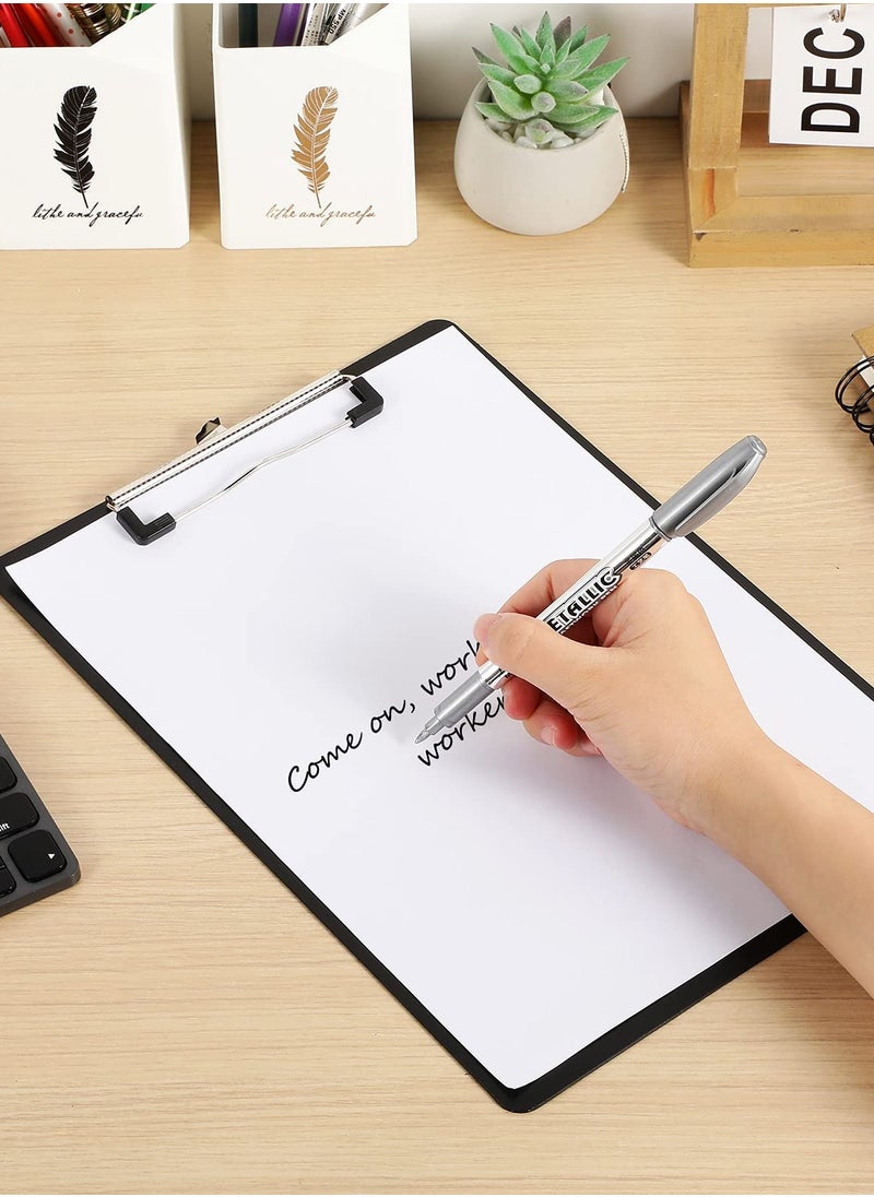 KASTWAVE - Writing Pad Clipboard, A4 Plastic File Data Clip Ticket Multifunction Clipboard Thin Clip Black Stationery Clipboard for Office School Restaurant Menu, Etc. (6 Pieces) - Image 1