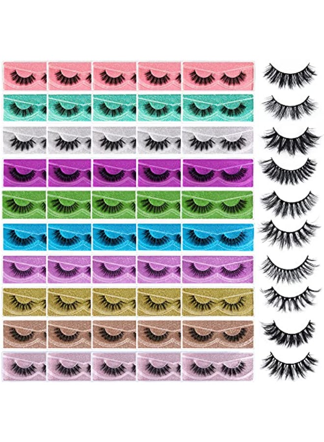 FARRED Wholesale Fluffy Dramatic Bulk Lashes Mix 10 Styles 50 Pairs Pack Individual Box 1018mm Volume Faux Mink Eyelash Thick 8D Fake Lash Short Natural Look Eyelashes style i50 pairs - Image 1