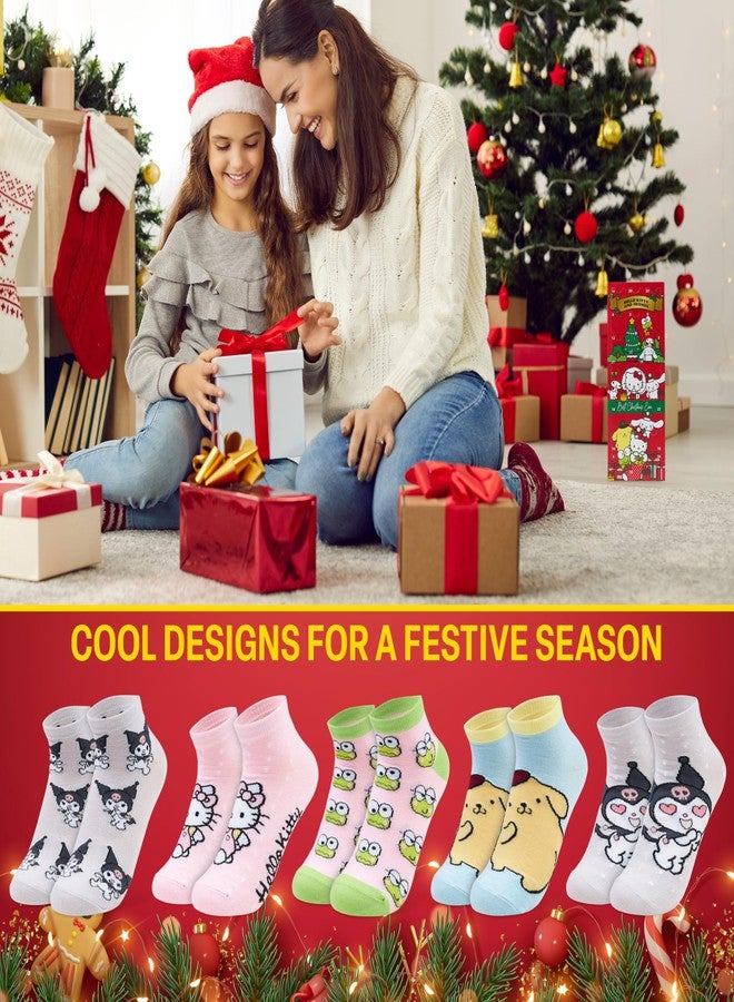 Hello Kitty 24 Pcs Socks Advent Calendar 2025 for Girls, Teens, Women, 24 Days of Kawaii Character Socks Size 2-7.5, Kuromi, Cinnamoroll, Xmas Gifts - Image 2