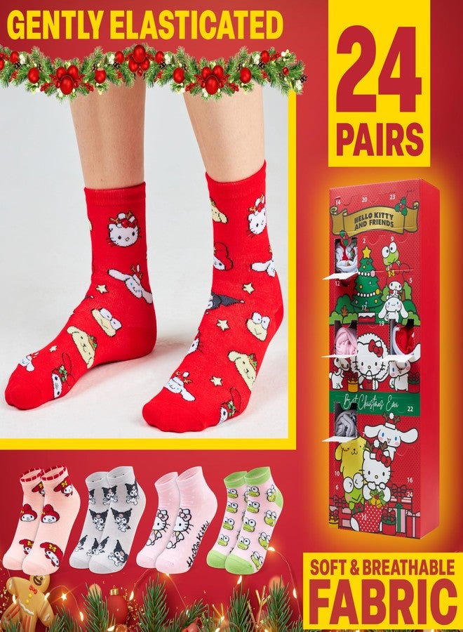 Hello Kitty 24 Pcs Socks Advent Calendar 2025 for Girls, Teens, Women, 24 Days of Kawaii Character Socks Size 2-7.5, Kuromi, Cinnamoroll, Xmas Gifts - Image 4
