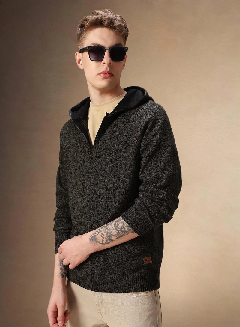 Men's Olive 100% Acrylic Solid Regular Fit Sweater