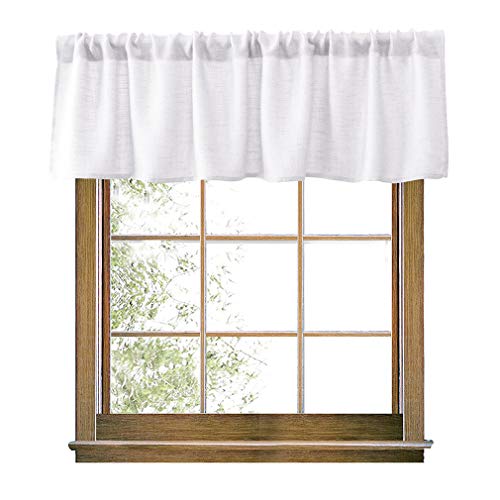 Valea Home Burlap Natural Valance Rod Pocket Window Curtain Valance Rustic Home Décor 56 by 14 Inches, White - Image 1