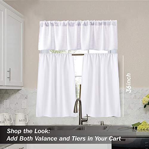 Valea Home Burlap Natural Valance Rod Pocket Window Curtain Valance Rustic Home Décor 56 by 14 Inches, White - Image 5