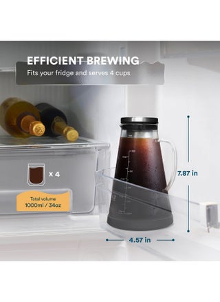OVALWARE Airtight Cold Brew Iced Coffee Maker Pitcher and Tea Infuser with Spout - 1.0L / 34oz Ovalware RJ3 Brewing Glass Carafe with Removable Stainless Steel Filter - pzsku/ZC6925E8DBAA748192EBFZ/45/1747817161/b76a9fb8-e3b7-435b-ac0b-c0614bcd5a82