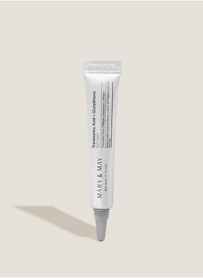 MARY & MAY Mary&May Tranexamic Acid + Glutathione Eye Cream Reduces Dark Circles & Uneven Skin Tone 1.05 Fl Oz / 30ml, Brightens & Revitalizes Eyes  - Image 1