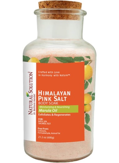 Natural Solution Natural Solution Himalayan Pink Salt Body Soak Cork Jar Filled with Marula Oils Infused Crystals Best for Relaxation of Muscles Foot Soak  212 Oz 