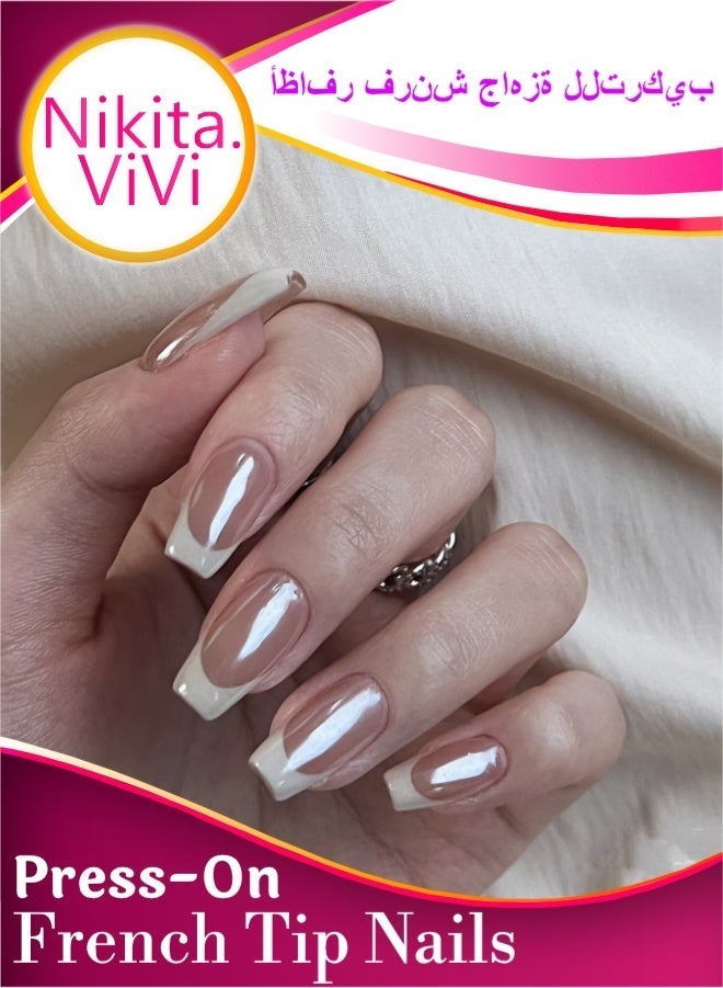 NIKITA.VIVI 24 قطعة أظافر مضغوطة، أظافر مزيفة، مجموعة أظافر مزيفة للفتيات والنساء، ملحقات فن الأظافر، أظافر مضغوطة مع ملصقات لاصقة للتطبيق السهل، مجموعة أظافر ملصقة - Image 1