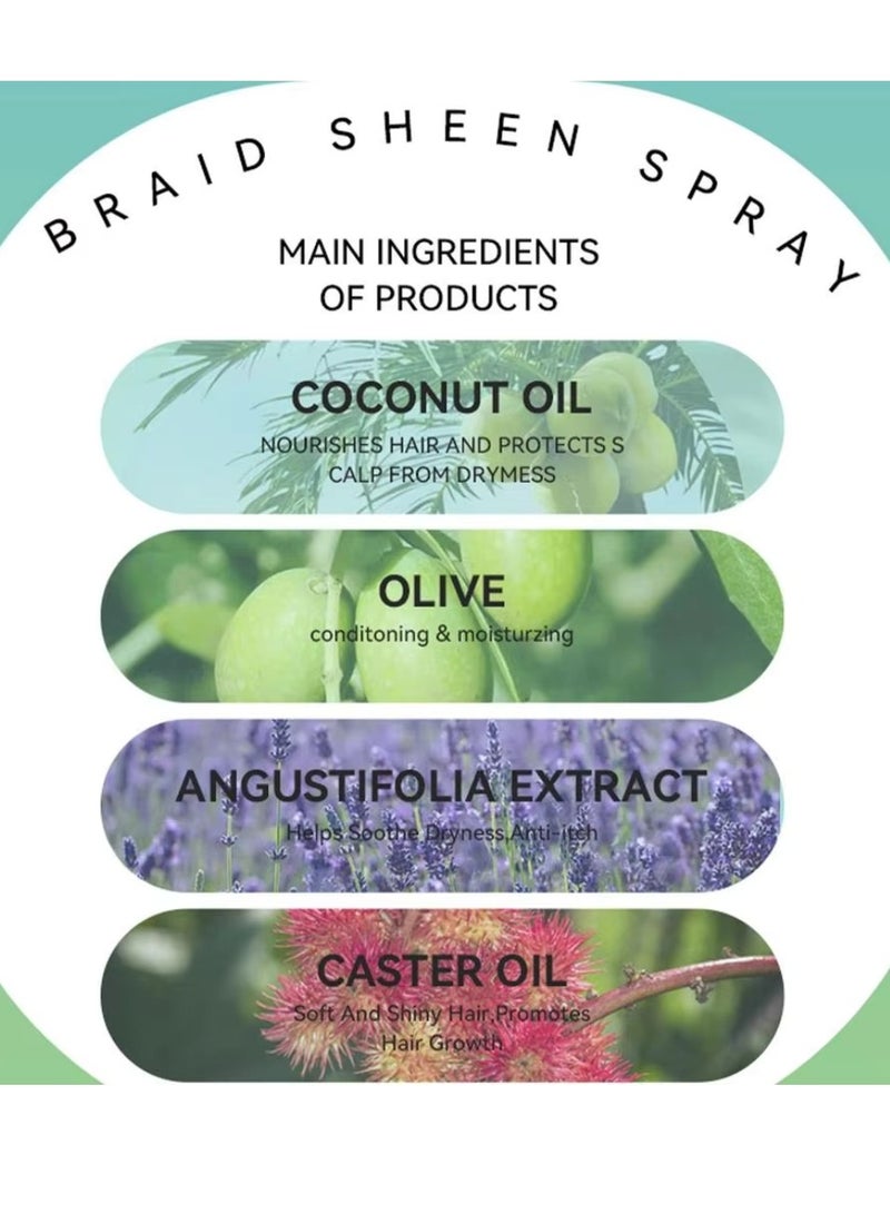 EUNOMIA 120ml Braid Sheen Spray with Coconut Oil Extra Shine Longer Lasting Sheen Braid Conditioner Moisturizer helps Soothe Dryness Long Braid Holds Anti Itching Smoothing Braid Hair Spray - Image 3
