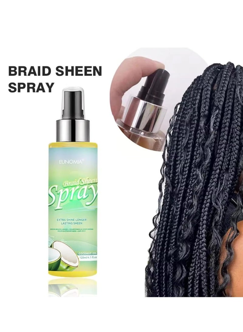 EUNOMIA 120ml Braid Sheen Spray with Coconut Oil Extra Shine Longer Lasting Sheen Braid Conditioner Moisturizer helps Soothe Dryness Long Braid Holds Anti Itching Smoothing Braid Hair Spray - Image 4