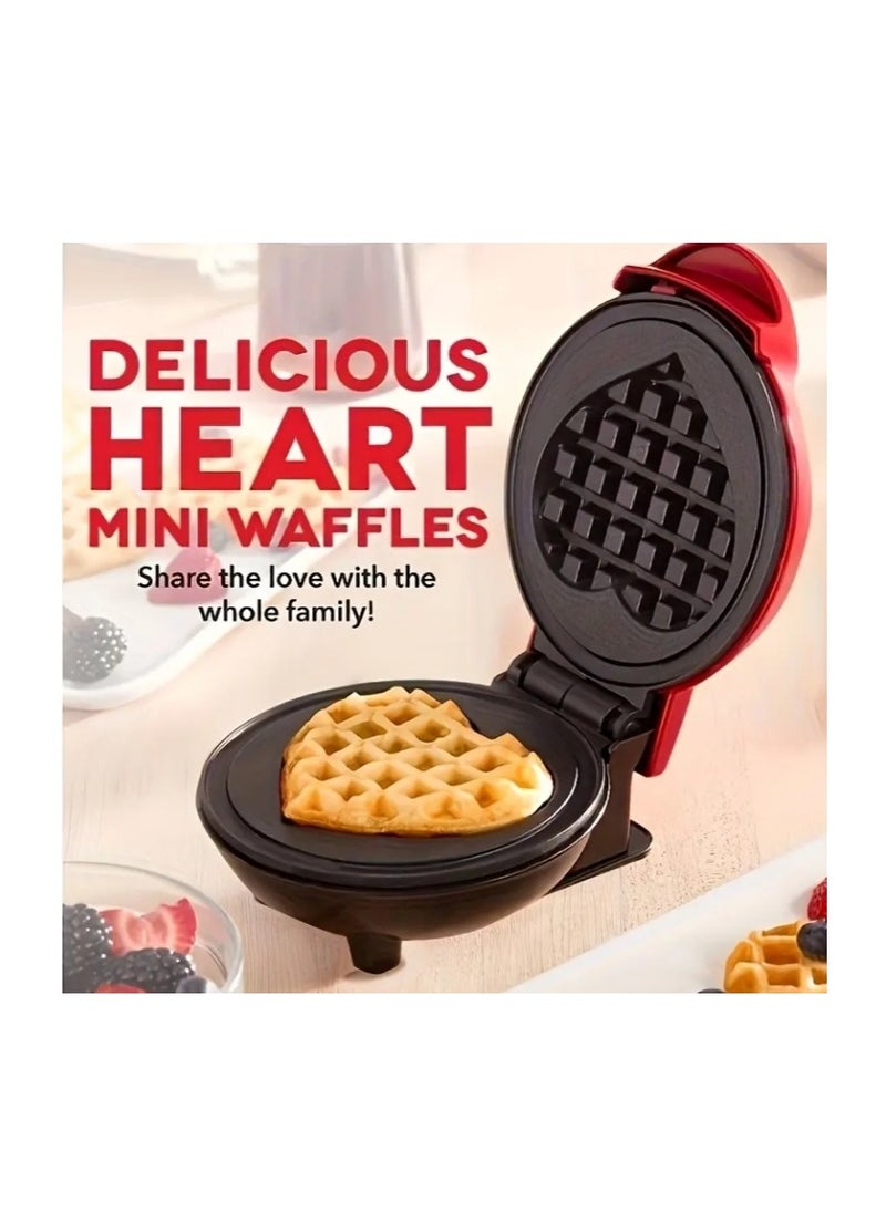 OASIS-TH - Waffle Maker heart shape For Individual Waffles With Easy To Clean, Non-Stick Surfaces, 4-Inch 350 W - Image 1
