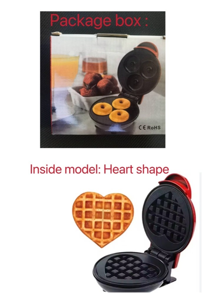 OASIS-TH - Waffle Maker heart shape For Individual Waffles With Easy To Clean, Non-Stick Surfaces, 4-Inch 350 W - Image 1