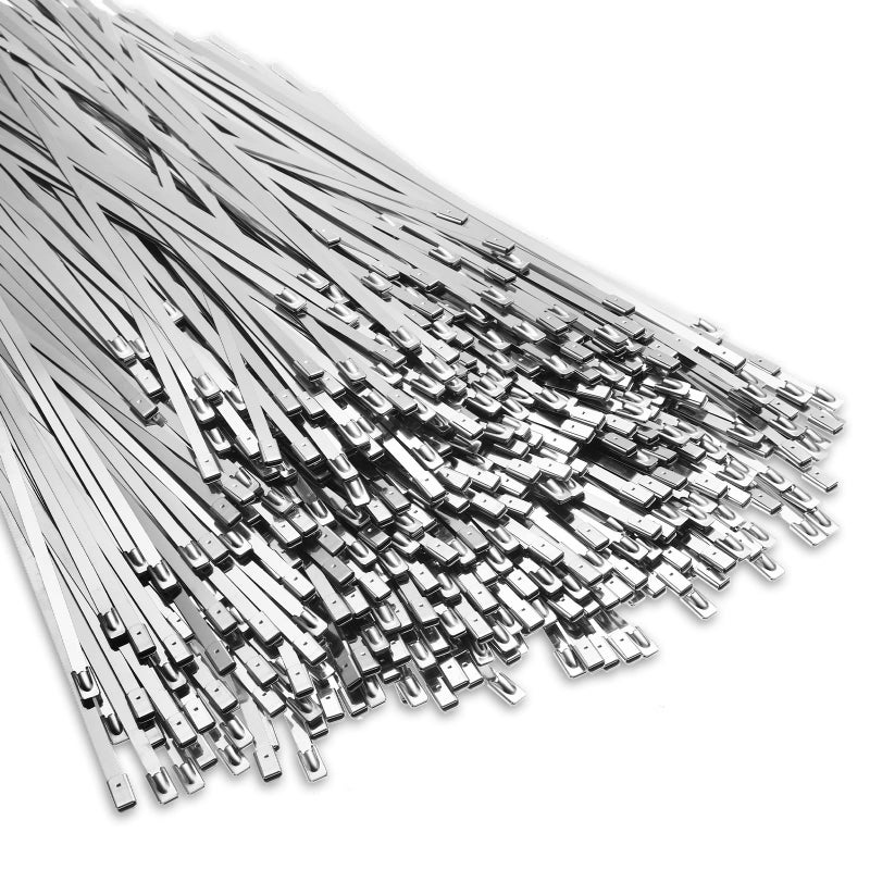 LEIFIDE 500 Pcs Metal Zip Ties 304 Stainless Steel Zip Ties Heavy Duty Self Locking 220 Pound Tensile Strength Cable Ties Suitable For Exhaust Wrapping  Fence  Outdoor Workshop And Canopy (11.8 Inch) - Image 1