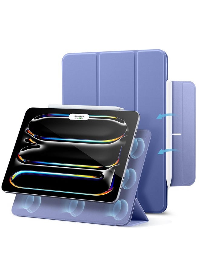 اي اس ار - حافظة ESR لجهاز iPad Pro مقاس 11 بوصة M4 (2024، الجيل الخامس)، حافظة قوية مغناطيسية، حامل ثلاثي الطيات، تدعم قلم Pencil Pro وقلم Pencil (USB-C)، إيقاظ/سكون تلقائي، حماية متينة، سلسلة Rebound، أرجواني - Image 1