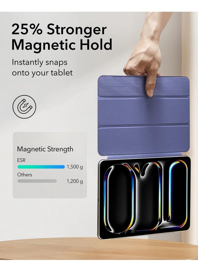 اي اس ار - حافظة ESR لجهاز iPad Pro مقاس 11 بوصة M4 (2024، الجيل الخامس)، حافظة قوية مغناطيسية، حامل ثلاثي الطيات، تدعم قلم Pencil Pro وقلم Pencil (USB-C)، إيقاظ/سكون تلقائي، حماية متينة، سلسلة Rebound، أرجواني - Image 1