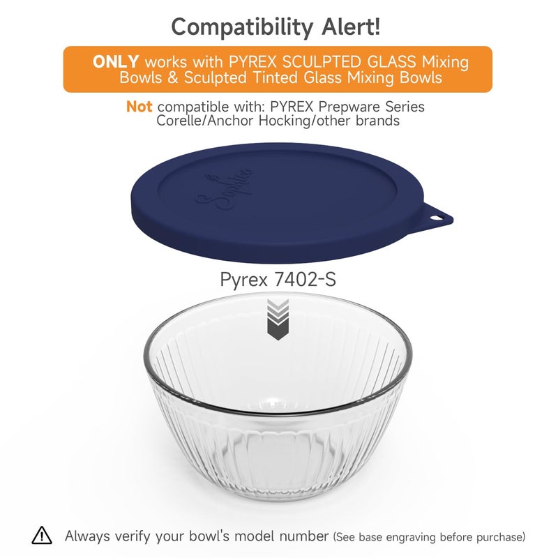 SOPHICO Silicone Replacement Lids for Pyrex Sculpted Glass Mixing Bowlsï¼ˆLids For 7402-s 1.3Qtï¼‰ - Image 2