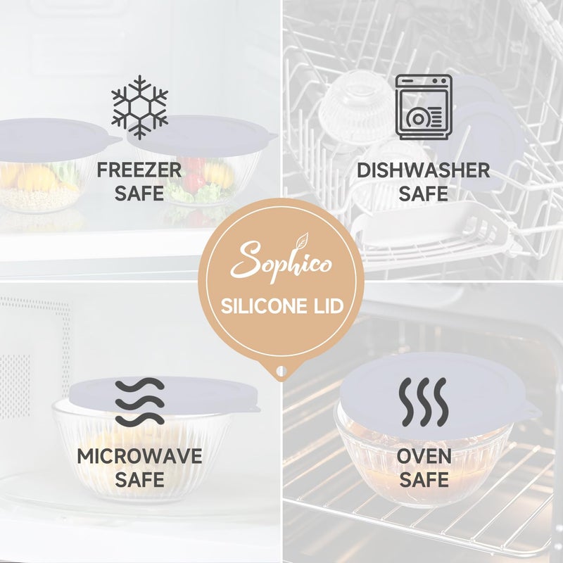 SOPHICO Silicone Replacement Lids for Pyrex Sculpted Glass Mixing Bowlsï¼ˆLids For 7402-s 1.3Qtï¼‰ - Image 5