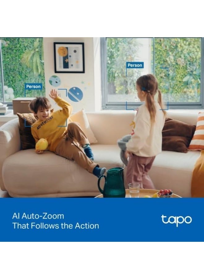 Tapo C250 4K 8MP Pan/Tilt AI Home Security WiFi Camera, 360° Indoor Surveillance Camera with Auto Tracking, Night Vision 40ft, Motion Detection, 2-Way Audio, Alexa & Google Assistant Compatible - Image 4